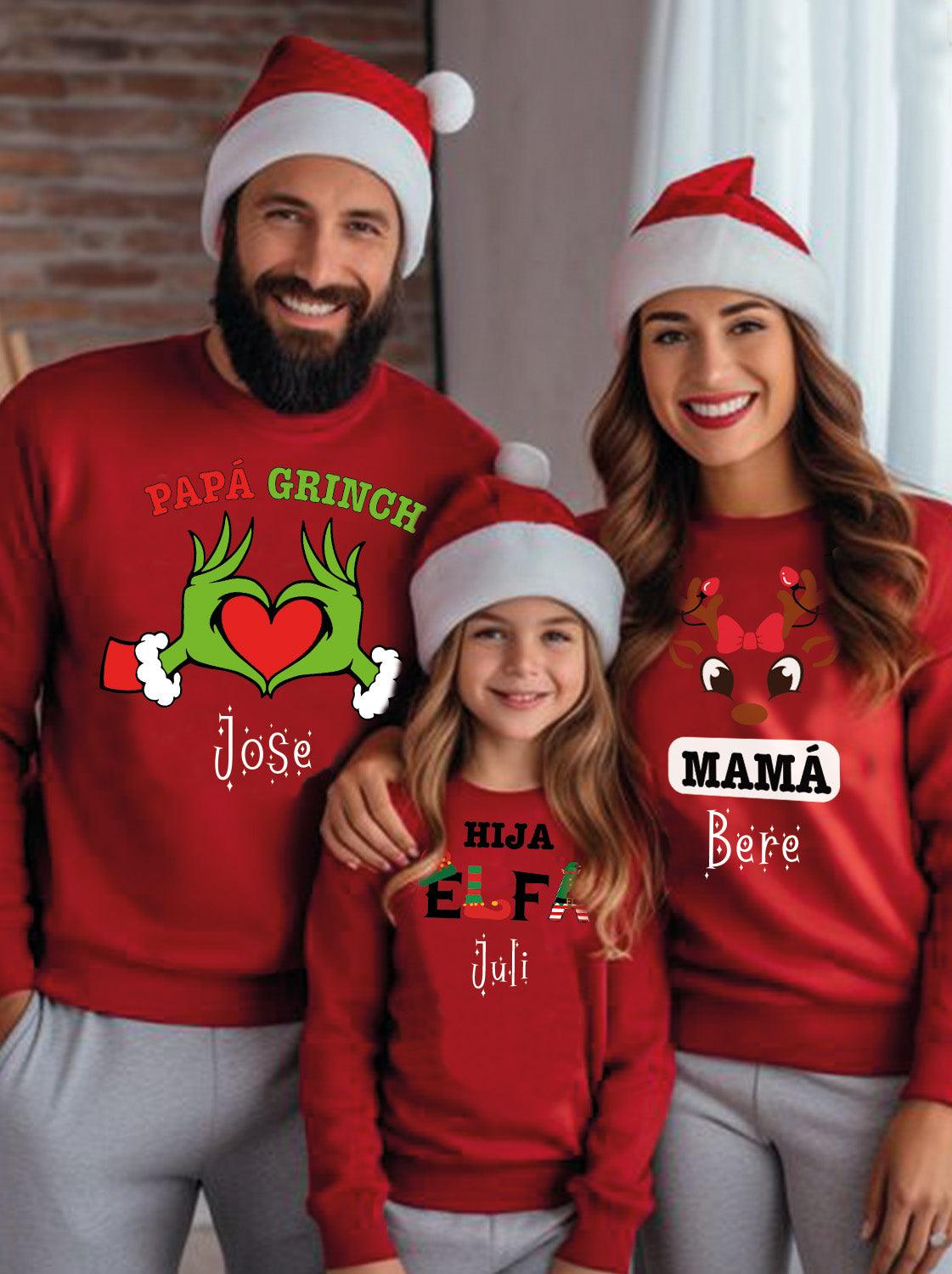 Familia con fashion sueter navideño