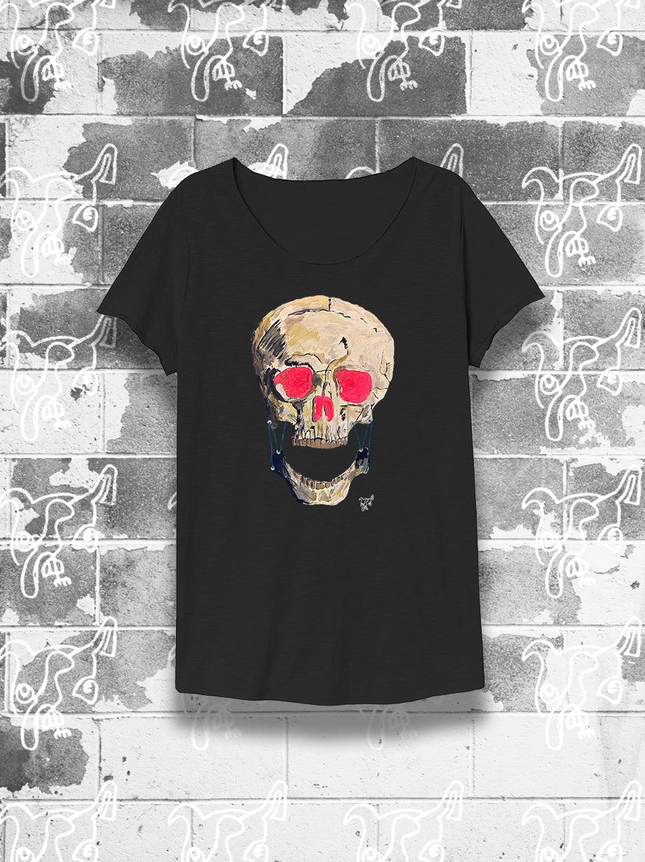 PLAYERA NEGRA K-LA-K OJOS ROSA DAMA SIN CUELLO NI MANGAS - UrbanHangers