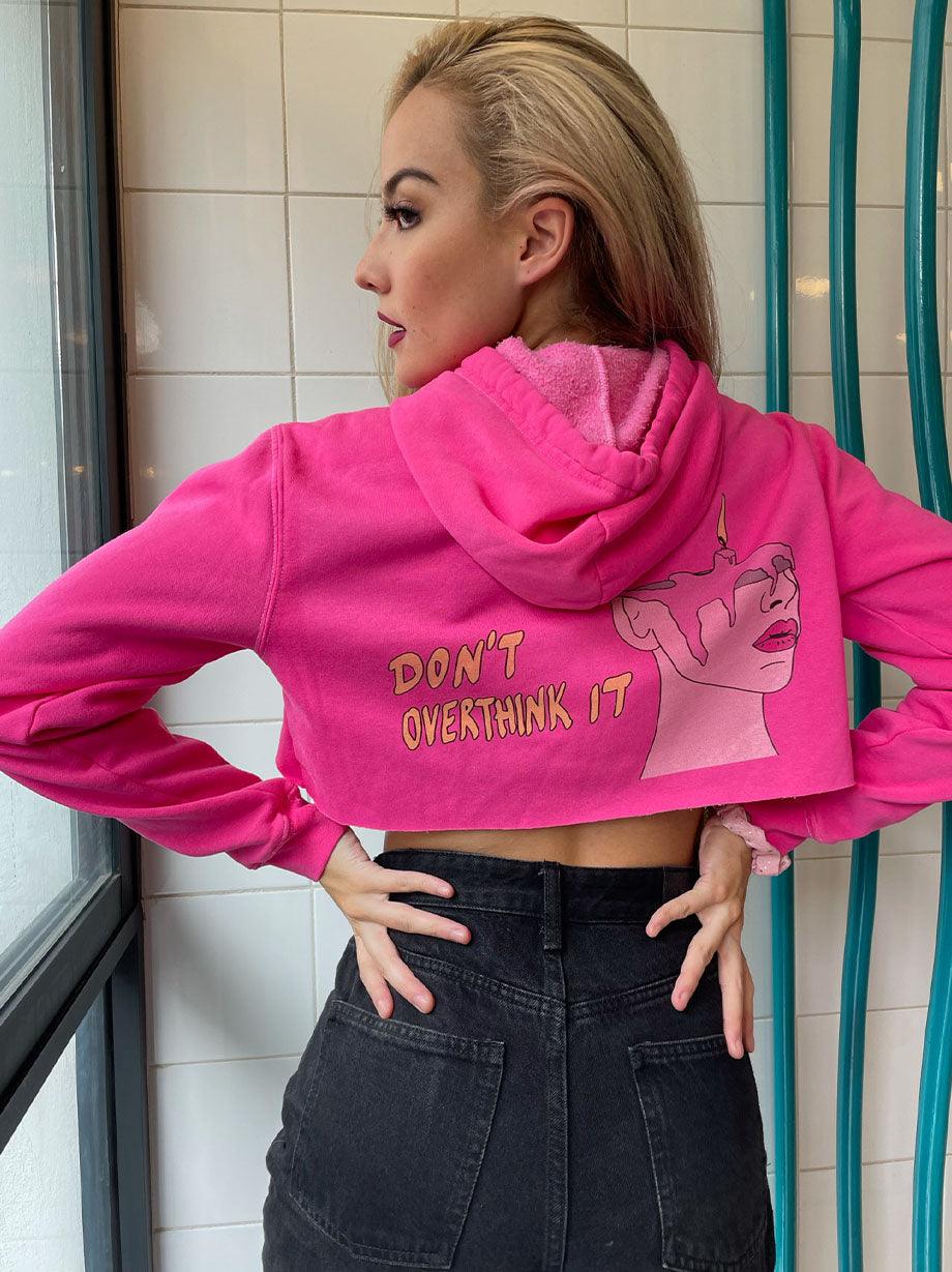 OVERTHINKING HOODIE CROP PINK INSPIRED BY MICH ANZO - UrbanHangers