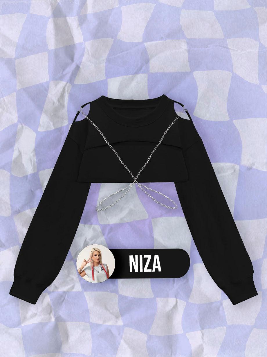 SMILE HOODIE CROP BLACK INSPIRED BY NIZA - UrbanHangers