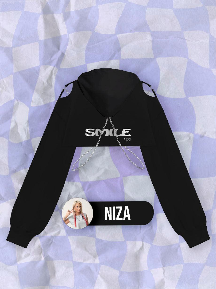 SMILE HOODIE CROP BLACK INSPIRED BY NIZA - UrbanHangers